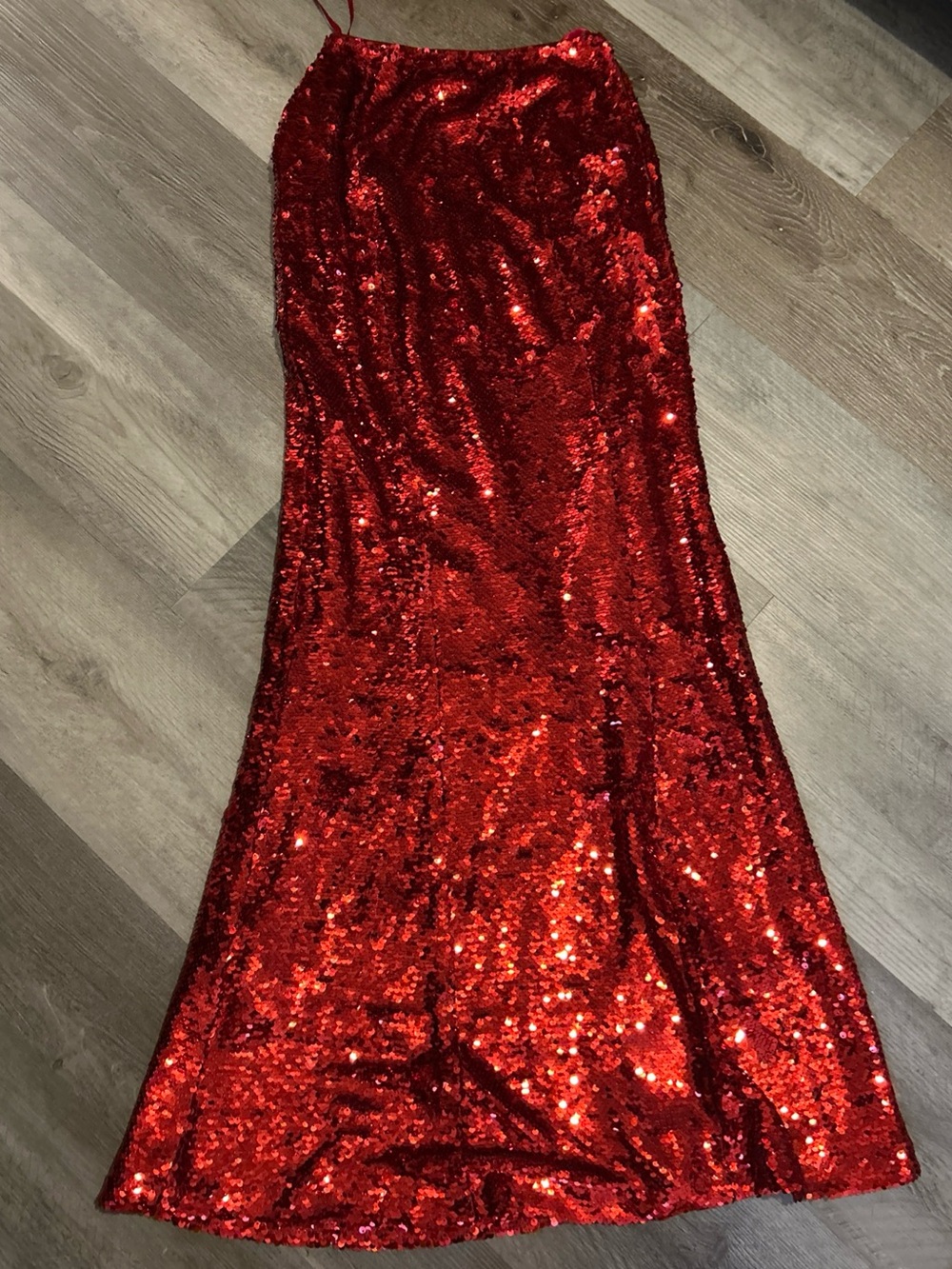 NWT XS Red Sequence Maxi Skirt Johnny Wujek JC Penney